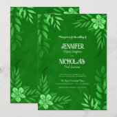 Elegante Blume und Blätter für Hochzeiten Einladung (Vorne/Hinten)