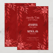 Elegante Blume und Blätter für Hochzeiten Einladung (Vorne/Hinten)