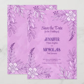 Elegante Blume und Blätter für Hochzeiten Einladung (Vorne/Hinten)