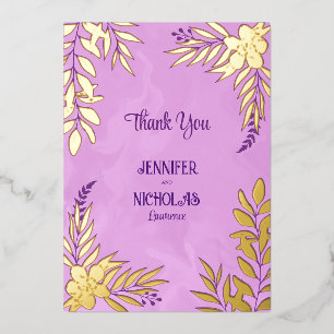 Elegante Blume und Blätter für Hochzeiten Folieneinladung