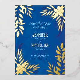 Elegante Blume und Blätter für Hochzeiten Folieneinladung