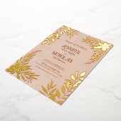 Elegante Blume und Blätter für Hochzeiten Folieneinladung (Gedreht)