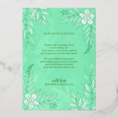 Elegante Blume und Blätter für Hochzeiten Folieneinladung (Rückseite)