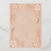 Elegante Blume und Blätter für Hochzeiten Folieneinladung (Rückseite)