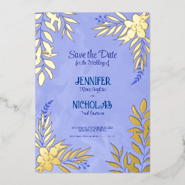 Elegante Blume und Blätter für Hochzeiten Folieneinladung