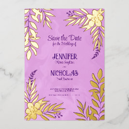 Elegante Blume und Blätter für Hochzeiten Folieneinladung