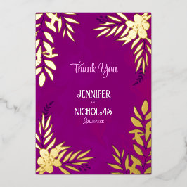 Elegante Blume und Blätter für Hochzeiten Folieneinladung