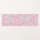 Elegante Blume und Blätter im rosa Hintergrund | Yogamatte (Vorderseite (Horizontal))