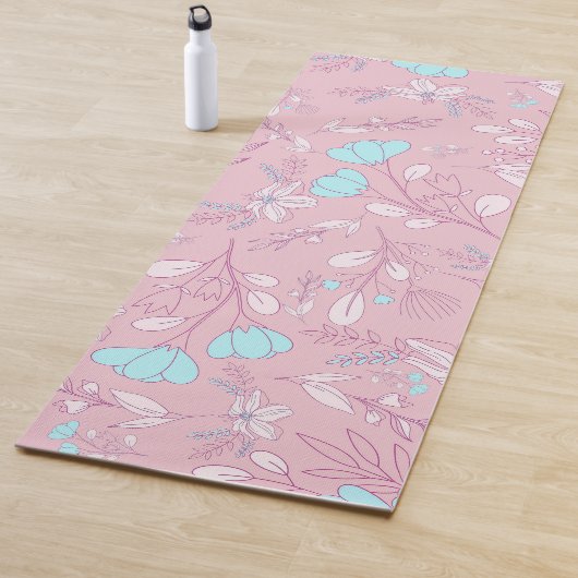 Elegante Blume und Blätter im rosa Hintergrund | Yogamatte (Beispiel)