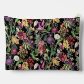 Elegante Blume und Blätter schwarz blumengeschmück Zubehörtasche (Rückseite)