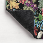 Elegante Blume und Blätter, schwarze Blumenmuster Mousepad (Ecke)