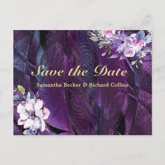 Elegante Blume und Feathers Postkarte (Vorderseite)