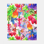 Elegante Blume und Papageienvogel Fleecedecke (Vorderseite)
