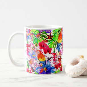 Elegante Blume und Papageienvogel Kaffeetasse