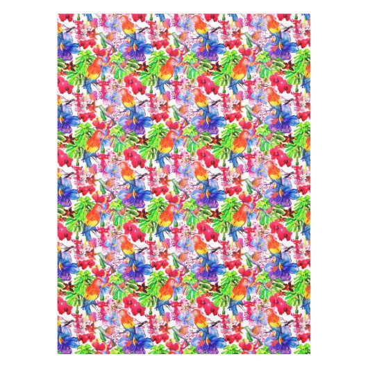 Elegante Blume und Papageienvogel Tischdecke (Vorderseite)