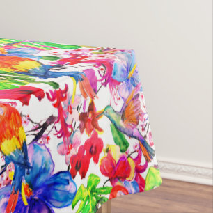 Elegante Blume und Papageienvogel Tischdecke