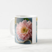 Elegante Blume und Perlen Kaffeetasse (Vorderseite Links)