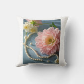 Elegante Blume und Perlen Kissen (Rückseite)