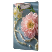 Elegante Blume und Perlen Klemmbrett (Links)