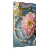 Elegante Blume und Perlen Klemmbrett (Rechts)