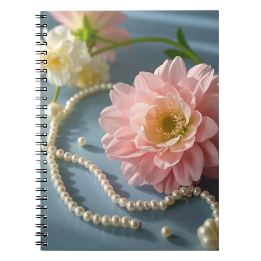 Elegante Blume und Perlen Notizblock (Vorderseite)