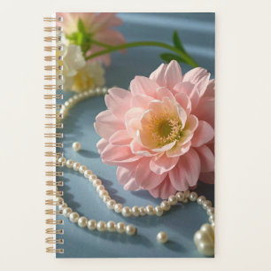 Elegante Blume und Perlen Planer