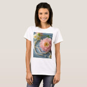 Elegante Blume und Perlen T-Shirt (Vorne ganz)