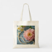 Elegante Blume und Perlen Tragetasche (Rückseite)