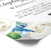 Elegante Blume Unplugged Wedding Zeremony Sign Poster (Ecke)