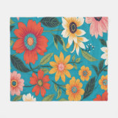 Elegante Blume Vintag Fleecedecke (Vorderseite (Horizontal))