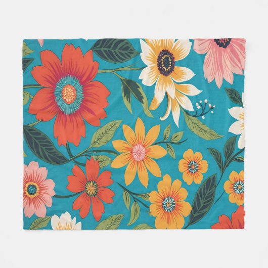 Elegante Blume Vintag Fleecedecke (Vorderseite (Horizontal))