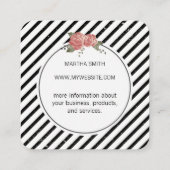 Elegante Blume / Vintag Quadratische Visitenkarte (Rückseite)