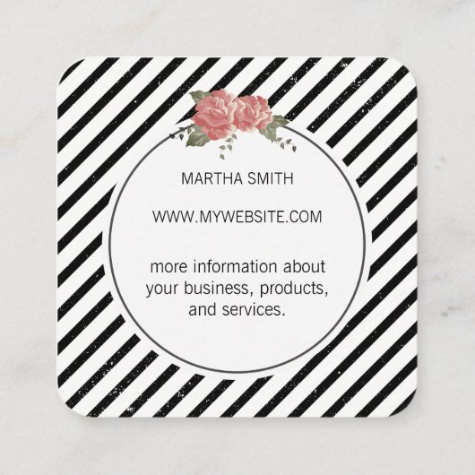 Elegante Blume / Vintag Quadratische Visitenkarte (Rückseite)