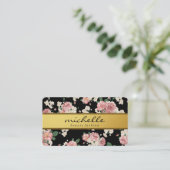 Elegante Blume Vintages Gold Band Visitenkarte (Stehend Vorderseite)