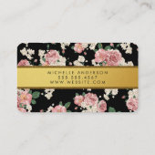 Elegante Blume Vintages Gold Band Visitenkarte (Rückseite)