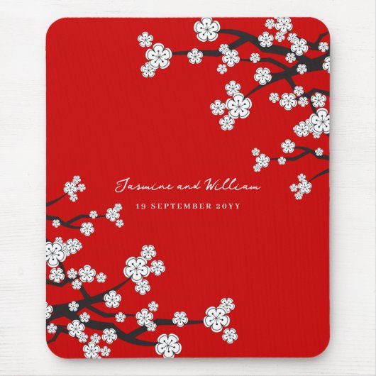 Elegante Blume von Sakura Cherry Blossom Mousepad (Vorne)