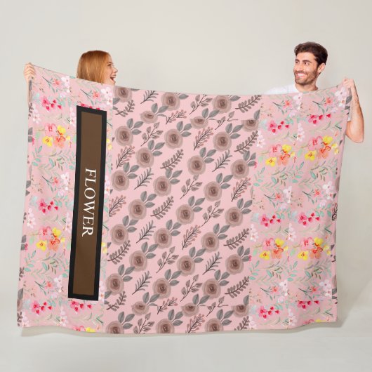 Elegante Blume Wasserfarbe individuell anpassen Fleecedecke (Beispiel)