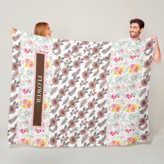 Elegante Blume Wasserfarbe individuell anpassen Fleecedecke