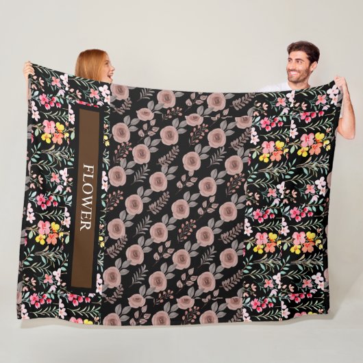 Elegante Blume Wasserfarbe individuell anpassen Fleecedecke (Beispiel)