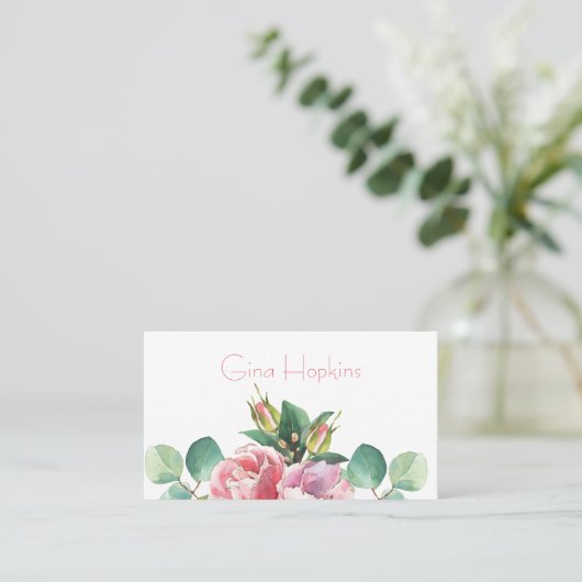 Elegante Blume Wasserfarben - Visitenkarte (Stehend Vorderseite)