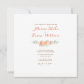 Elegante Blume Wasserfarbene Hochzeitsfeier Einladung (Rückseite)