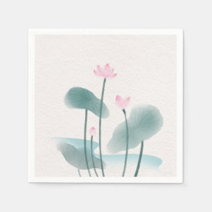Elegante Blume Watercolor Floral Painting Lotus Serviette