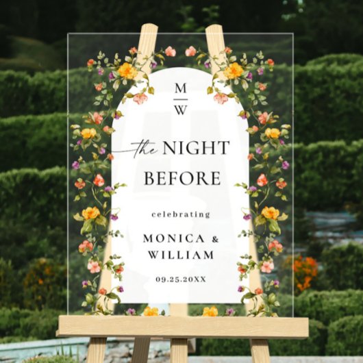 Elegante Blume Watercolor WELCOME Probe Dinner Acrylschild