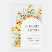 Elegante Blume Watercolor WELCOME Probe Dinner Acrylschild (Vorderseite)