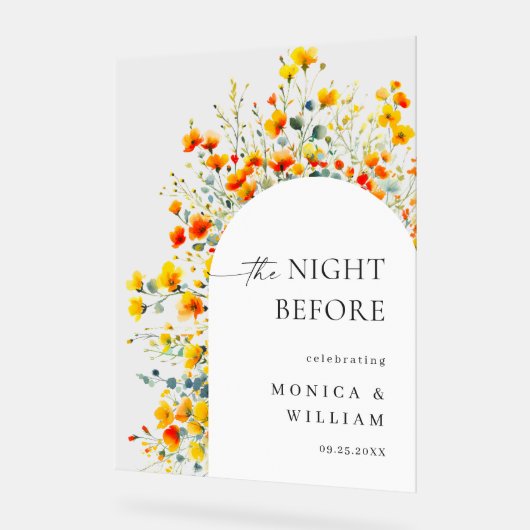 Elegante Blume Watercolor WELCOME Probe Dinner Acrylschild (Winkel)