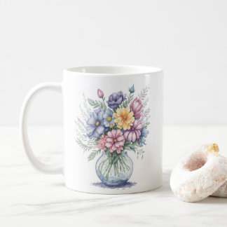 Elegante Blume Watercolor Wildblumen Kaffeetasse