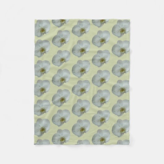 Elegante Blume Weiß Orchid Botanisch Fleecedecke (Vorderseite)