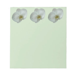 Elegante Blume Weiß Orchid Botanisch Notizblock