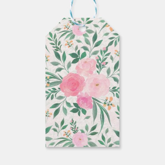 Elegante Blume Weiß Rosa Wasserfarben Geschenkanhänger (Rückseite)