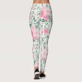 Elegante Blume Weiß Rosa Wasserfarben Leggings (Rückseite)